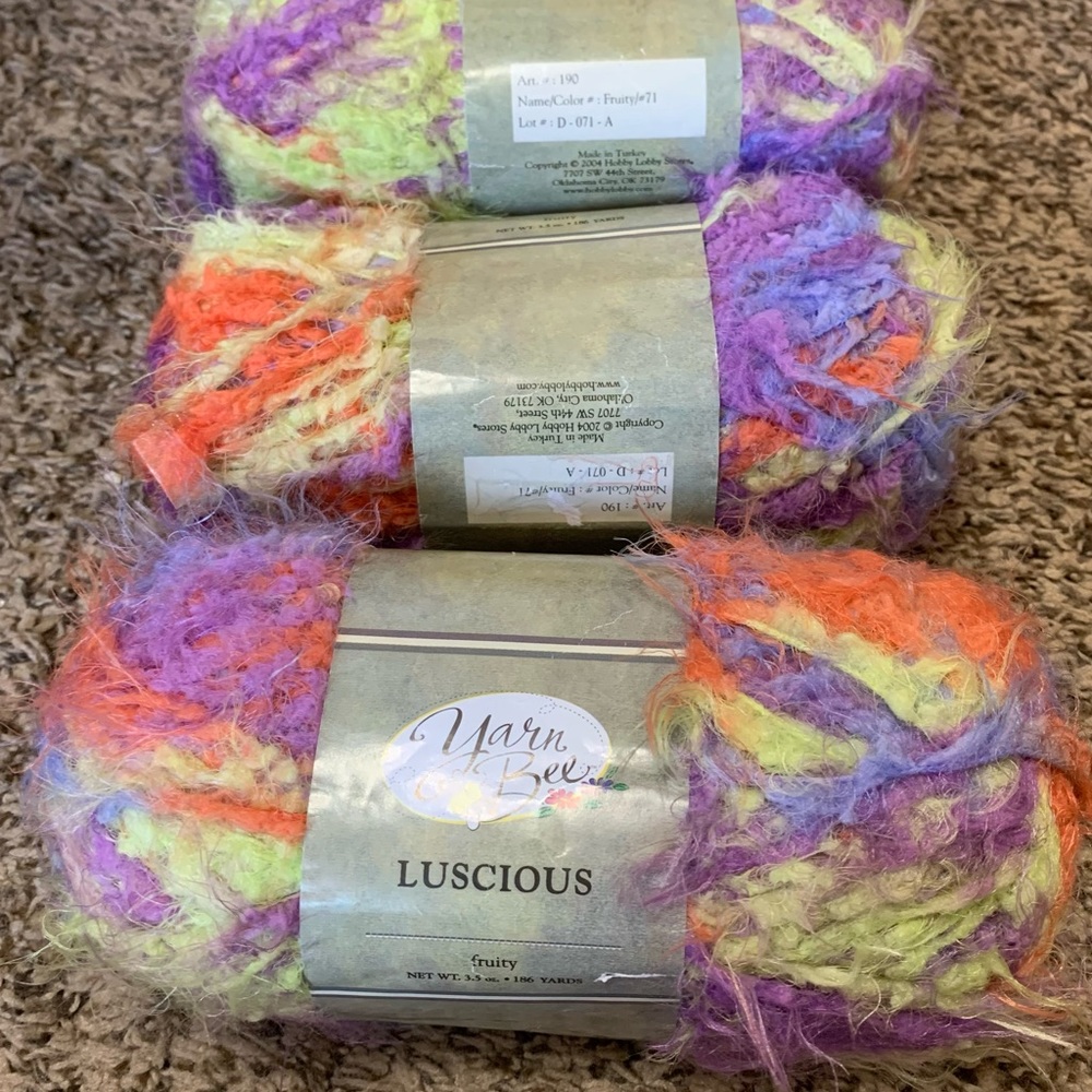 Yarn Bee Luscious Yarn- Fruity - 3 Skeins